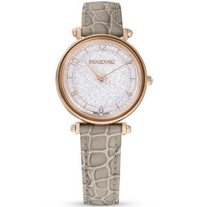 Swarovski Crystalline Watch - Swiss Made Beige Leather & Rose Gold Tone